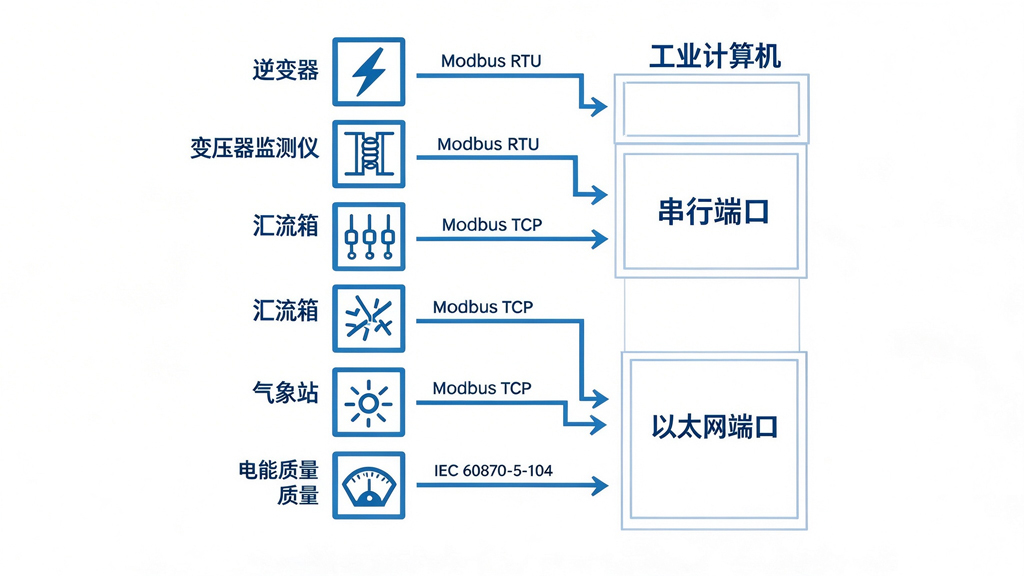 光伏场区设备到工控机接口映射图